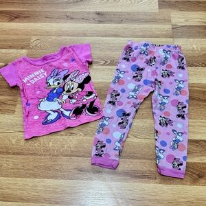 Disney Minnie & Daisy Pink Girls Pajama Set, Size 3T